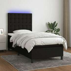 VidaXL Box spring postelja z vzmetnico LED črna 80x200 cm blago