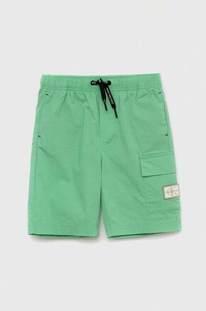 Otroške kratke hlače Calvin Klein Jeans zelena barva - zelena. Otroški kratke hlače iz kolekcije Calvin Klein Jeans. Model izdelan iz tkanine. Izjemno udoben material