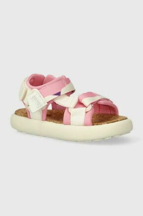 Otroški sandali Camper roza barva - roza. Otroški sandali iz kolekcije Camper. Model je izdelan iz tekstilnega materiala. Model z mehkim
