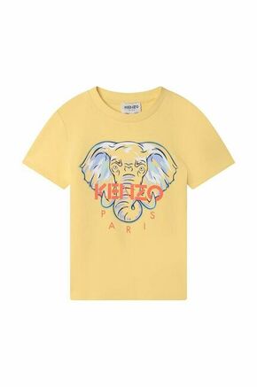 Otroška bombažna kratka majica Kenzo Kids rumena barva - rumena. Otroške kratka majica iz kolekcije Kenzo Kids. Model izdelan iz tanke