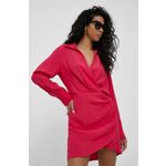 Obleka Sisley roza barva - roza. Obleka iz kolekcije Sisley. Model izdelan iz enobarvnega materiala. Model iz izjemno udobne tkanine z visoko vsebnostjo viskoze.