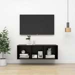 vidaXL Stenska TV omarica črna 37x37x107 cm iverna plošča