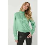 Svilena bluza Victoria Beckham ženska, zelena barva - zelena. Bluza iz kolekcije Victoria Beckham. Model izdelan iz enobarvne tkanine. Ima globok izrez. Material, ki je izjemno prijeten na otip.
