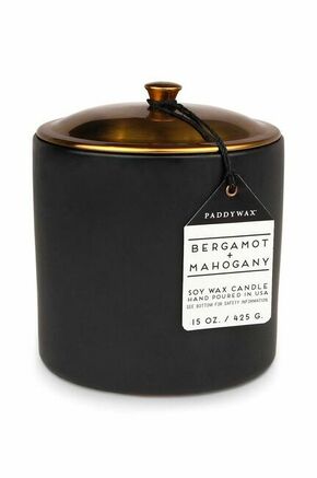 Dišeča sojina sveča Paddywax Bergamot &amp; Mahogony 425 g - črna. Dišeča sveča iz kolekcije Paddywax. Model izdelan iz keramike in kovine.