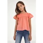 Otroška bombažna bluza Mayoral oranžna barva - oranžna. Bluza iz kolekcije Mayoral. Model izdelan iz tkanine. Ima okrogli izrez.