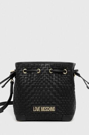 Torbica Love Moschino črna barva - črna. Srednje velika torbica mošnjiček iz kolekcije Love Moschino. Model na zapenjanje
