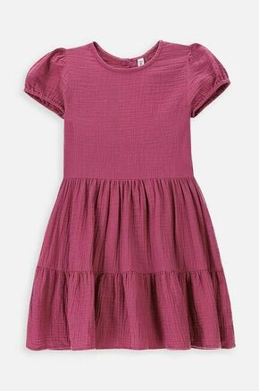 Otroška bombažna obleka Coccodrillo vijolična barva - vijolična. Otroški obleka iz kolekcije Coccodrillo. Nabran model