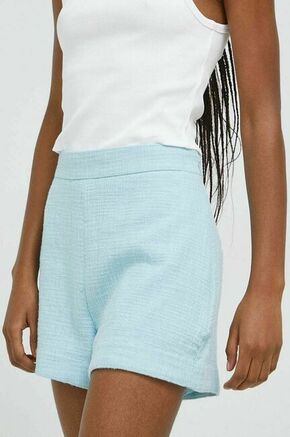 Kratke hlače Abercrombie &amp; Fitch ženski - modra. Kratke hlače iz kolekcije Abercrombie &amp; Fitch. Model izdelan iz enobarvnega materiala. Zračen
