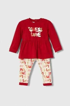 Komplet za dojenčka Guess rdeča barva - rdeča. Komplet za dojenčka iz kolekcije Guess. Model izdelan iz udobne pletenine. Nežen material