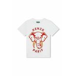 Otroška bombažna kratka majica Kenzo Kids bela barva - bela. Otroški kratka majica iz kolekcije Kenzo Kids, izdelana iz tanke, elastične pletenine. Model iz tkanine, ki je izjemno prijetna na otip.