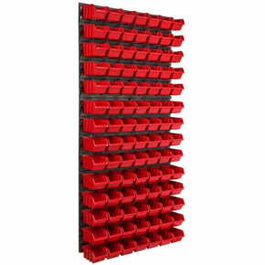 Botle Stenska plošča sistema za shranjevanje 58 x 117 cm z 98 kos Škatla viseče Rdeča škatle plastika