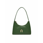 Usnjena torbica Furla zelena barva - zelena. Majhna torbica iz kolekcije Furla. Model na zapenjanje, izdelan iz naravnega usnja.