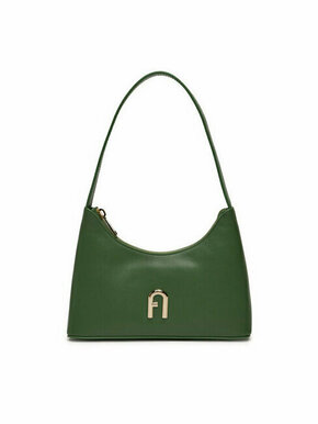 Usnjena torbica Furla zelena barva - zelena. Majhna torbica iz kolekcije Furla. Model na zapenjanje