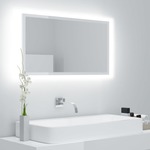 shumee LED kopalniško ogledalo visok sijaj belo 80x8,5x37 cm