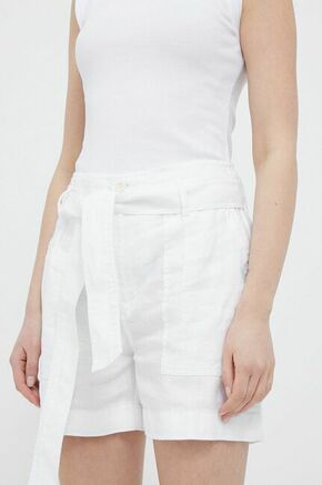 Lanene kratke hlače Lauren Ralph Lauren bela barva - bela. Kratke hlače iz kolekcije Lauren Ralph Lauren. Model izdelan iz tkanine. Izjemno zračen