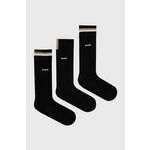 Nogavice BOSS 3-pack moški, črna barva - črna. Visoke nogavice iz kolekcije BOSS. Model izdelan iz elastičnega, vzorčastega materiala. V kompletu so trije pari.