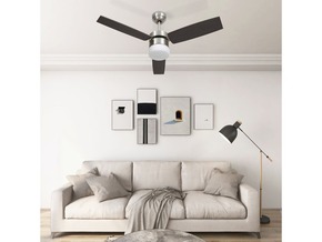 VIDAXL Stropni ventilator z lučjo in daljincem 108 cm temno rjav