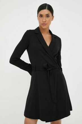 Obleka Guess črna barva - črna. Obleka iz kolekcije Guess. Model izdelan iz enobarvne pletenine. Model iz izjemno udobne tkanine z visoko vsebnostjo viskoze.
