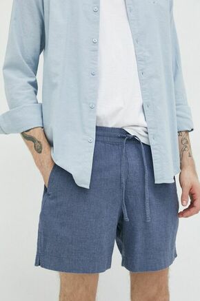 Kratke hlače iz mešanice lana Abercrombie &amp; Fitch - modra. Kratke hlače iz kolekcije Abercrombie &amp; Fitch. Model izdelan iz lahke tkanine. Izjemno zračen