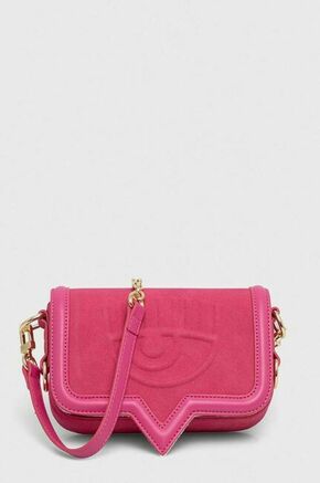 Torbica Chiara Ferragni roza barva - roza. Majhna torbica iz kolekcije Chiara Ferragni. Model na zapenjanje