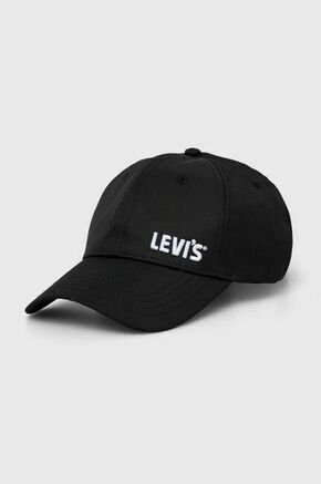 Kapa s šiltom Levi's črna barva - črna. Kapa s šiltom vrste baseball iz kolekcije Levi's. Model izdelan iz tkanine z nalepko. Visokokakovosten material