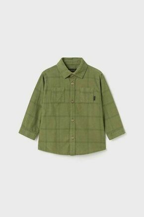 Bombažna srajca za dojenčka Mayoral zelena barva - zelena. Za dojenčka srajca iz kolekcije Mayoral. Model izdelan iz karo tkanine.