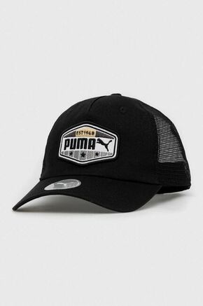 Kapa s šiltom Puma črna barva - črna. Kapa s šiltom vrste baseball iz kolekcije Puma. Model izdelan iz tkanine z nalepko.