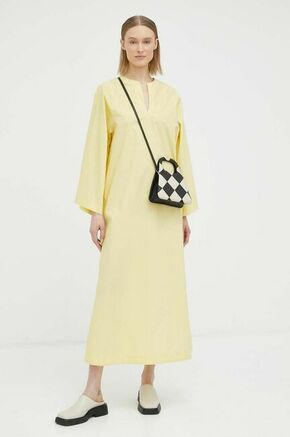 Bombažna obleka By Malene Birger rumena barva - rumena. Obleka iz kolekcije By Malene Birger. Ohlapen model