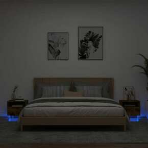 VidaXL Nočna omarica z LED lučkami 2 kosa dimljeni hrast 40x39x37 cm