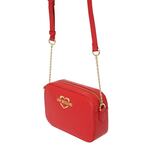 Torbica Love Moschino rdeča barva - rdeča. Majhna torbica iz kolekcije Love Moschino. Model na zapenjanje, izdelan iz ekološkega usnja. Model ima priloženo denarnico za kovance.