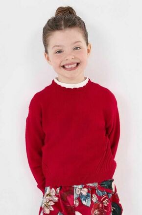 Otroški pulover Mayoral rdeča barva - rdeča. Otroški Pulover iz kolekcije Mayoral. Model izdelan iz enobarvne pletenine. Material z optimalno elastičnostjo zagotavlja popolno svobodo gibanja.