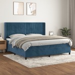 Box spring postelja z vzmetnico temno modra 200x200 cm žamet - vidaXL - modra - 95,65 - 200 x 200 cm - vidaXL