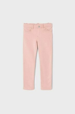 Otroške hlače Mayoral roza barva - roza. Otroški hlače iz kolekcije Mayoral. Model izdelan iz elastične pletenine. Model iz zračne tkanine z visoko vsebnostjo bombaža.