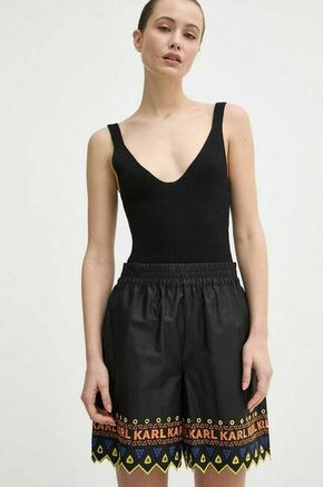 Bombažne kratke hlače Karl Lagerfeld črna barva - črna. Kratke hlače iz kolekcije Karl Lagerfeld
