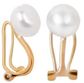 JwL Luxury Pearls Pozlačeni uhani sponke z desnim biserjem JL0399 srebro 925/1000