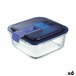 NEW Hermetična Škatla za Malico Luminarc Easy Box Modra Steklo (6 kosov) (1,22 L)