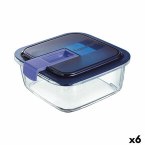 NEW Hermetična Škatla za Malico Luminarc Easy Box Modra Steklo (6 kosov) (1
