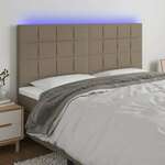 Vidaxl LED posteljno vzglavje taupe 160x5x118/128 cm blago