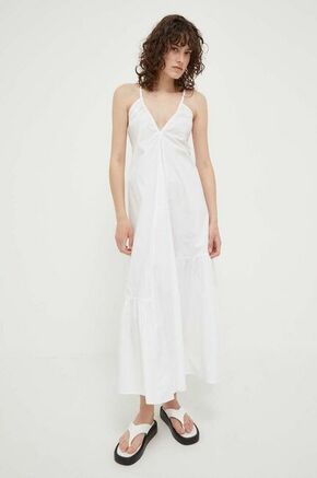 Bombažna obleka Birgitte Herskind bela barva - bela. Obleka iz kolekcije Birgitte Herskind. Model izdelan iz enobarvne tkanine. Model iz izjemno udobne bombažne tkanine.