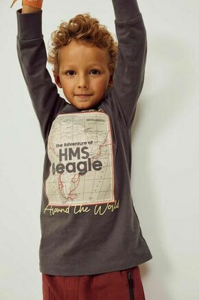 Otroška bombažna majica z dolgimi rokavi zippy siva barva - siva. Otroške Majica z dolgimi rokavi iz kolekcije zippy. Model izdelan iz tanke