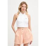 Lacoste crop top ženski z bombažem in elastanom bela PF3123