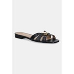 Usnjeni natikači Lauren Ralph Lauren Blike Slide ženski, črna barva, 802982875002 - črna. Natikači iz kolekcije Lauren Ralph Lauren. Model je izdelan iz naravnega usnja. Model z mehkim, oblikovanim vložkom zagotavlja udobje.