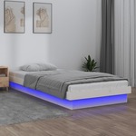 Vidaxl LED posteljni okvir bel 100x200 cm trden les