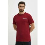 Bombažna kratka majica Tommy Hilfiger rdeča barva - bordo. Kratka majica iz kolekcije Tommy Hilfiger, izdelana iz tanke, elastične pletenine. Model iz izjemno udobne bombažne tkanine.
