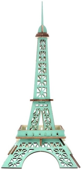 Woodcraft Lesena 3D sestavljanka Eifflov stolp turkizna