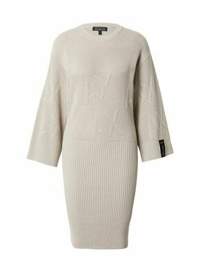 Bombažna obleka Armani Exchange bež barva - bež. Obleka iz kolekcije Armani Exchange. Model izdelan iz enobarvne pletenine. Model iz izjemno udobne bombažne tkanine