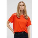 Kratka majica United Colors of Benetton ženski, oranžna barva - oranžna. Kratka majica iz kolekcije United Colors of Benetton, izdelana iz enobarvne pletenine. Model iz zračne viskozne tkanine.