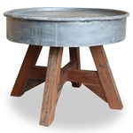 vidaXL Klubska mizica iz masivnega predelanega lesa 60x45 cm srebrna