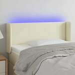vidaXL LED posteljno vzglavje krem 103x16x78/88 cm umetno usnje