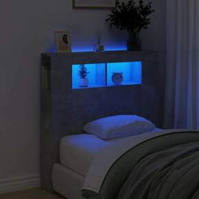 VidaXL LED posteljno vzglavje betonsko sivo 100x18